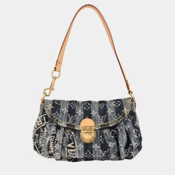 Pre Owned Louis Vuitton Blue Monogram Denim Mini Pleaty Raye Handbag