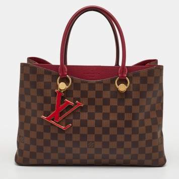 Pre Owned Louis Vuitton LV Riverside Brown/Red Damier Ebene Canvas and Leather Bag