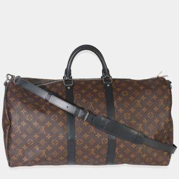 Pre Owned Louis Vuitton Monogram Macassar Canvas Keepall Bandouliere 55
