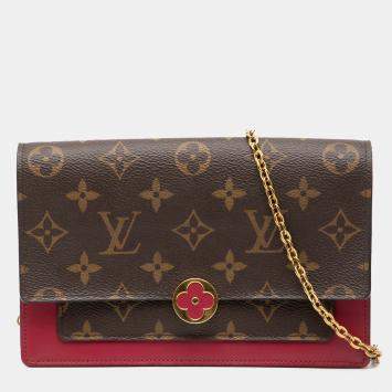 Pre Owned Louis Vuitton Brown Monogram Flore Wallet On Chain