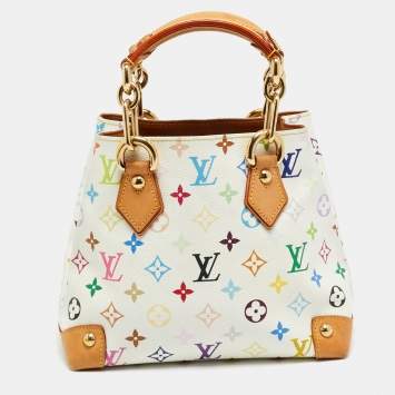 Pre Owned Louis Vuitton Audra White Multicolore Monogram Canvas Bag