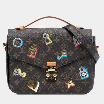 Pre Owned Louis Vuitton Brown Monogram Love Lock Pochette Metis