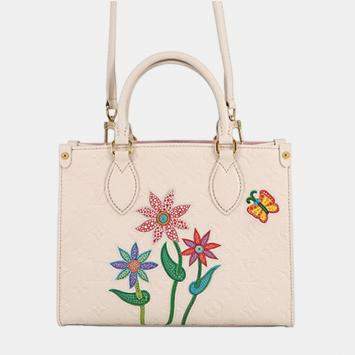 Pre Owned Louis Vuitton White Yayoi Kusama Monogram Giant Empreinte Flower OnTheGo PM