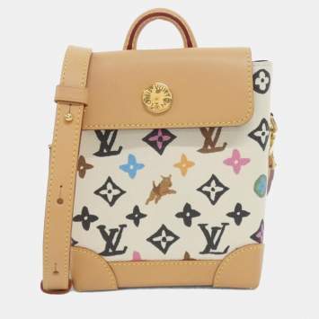 Pre Owned Louis Vuitton Multicolor, White Monogram Craggy Nano Steamer Shoulder Bag