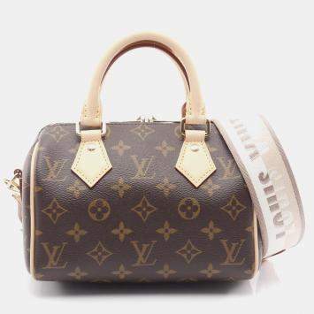 Pre Owned Louis Vuitton Speedy Bandouliere 20 Handbag Coated Canvas And Leather Monogram Brown