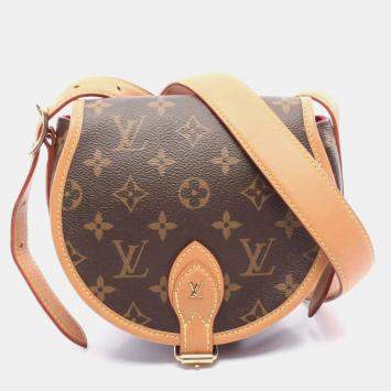 Pre Owned Louis Vuitton Tan Blanc Shoulder Bag Coated Canvas And Leather Monogram Brown