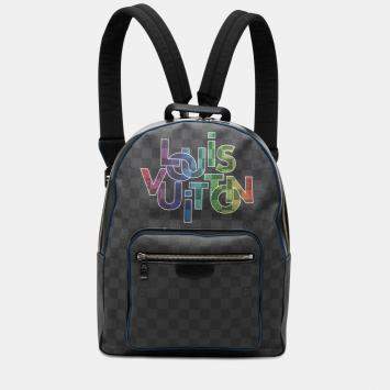 Pre Owned Louis Vuitton Black Limited Edition Damier Graphite Logo Rainbow Josh Backpack