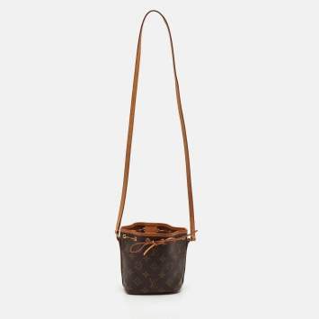 Pre Owned Louis Vuitton Noe Nano Brown Monogram Canvas and Leather Bucket Bag