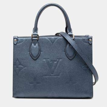 Pre Owned Louis Vuitton Blue Metallic Monogram Giant Empreinte Onthego PM