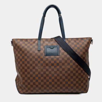 Pre Owned Louis Vuitton Blue Brown Damier Ebene Pocket Cabas