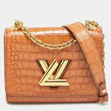 Pre Owned Louis Vuitton Twist PM Brown Crocodile Bag