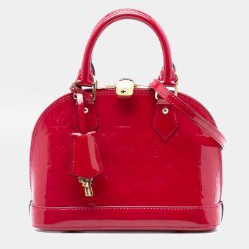 Pre Owned Louis Vuitton Red Monogram Vernis Alma BB