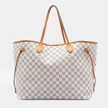 Pre Owned Louis Vuitton White Damier Azur Neverfull GM