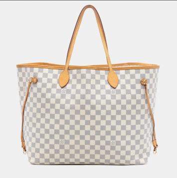 Pre Owned Louis Vuitton White Damier Azur Neverfull GM