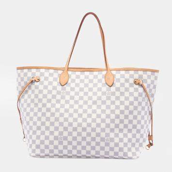 Pre Owned Louis Vuitton White Damier Azur Neverfull GM
