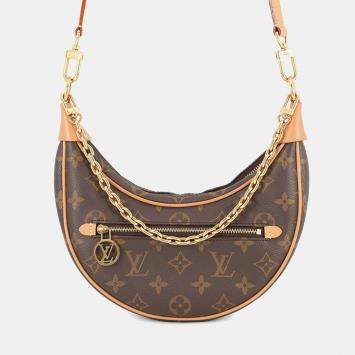 Pre Owned Louis Vuitton Loop Beige, Brown Monogram Crossbody Bag