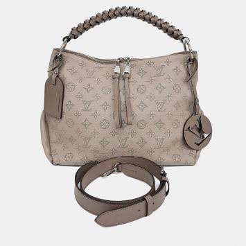 Pre Owned Louis Vuitton Beige Leather Mahina Beaubourg Hobo MM
