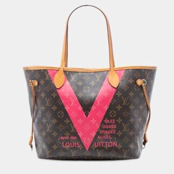 Pre Owned Louis Vuitton Brown Monogram V Neverfull MM