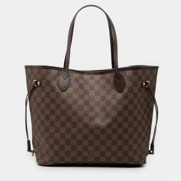 Pre Owned Louis Vuitton Brown Damier Ebene Neverfull MM