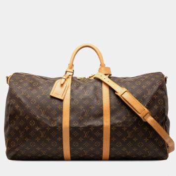 Pre Owned Louis Vuitton Brown Monogram Keepall Bandouliere 60
