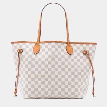 مملوكة مسبقًا Louis Vuitton White Damier Azur Neverfull MM