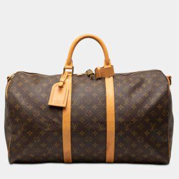 مملوكة مسبقًا Louis Vuitton Brown Monogram Keepall Bandouliere 50