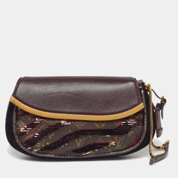 Pre Owned حقيبة كلتش لوي فيتون سافاج تايجر إصدار محدود بوردو مونوغرام