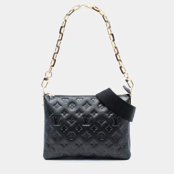 مملوكة مسبقًا Louis Vuitton Black Monogram Embossed Puffy Lambskin Coussin PM