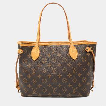 Pre Owned Louis Vuitton Brown Monogram Neverfull PM