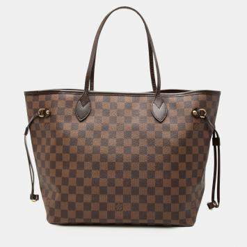 Pre Owned Louis Vuitton Brown Damier Ebene Neverfull MM