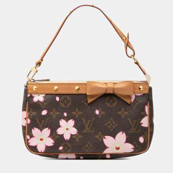 Pre Owned Louis Vuitton Brown Takashi Murakami Monogram Cherry Blossom Pochette Accessoires