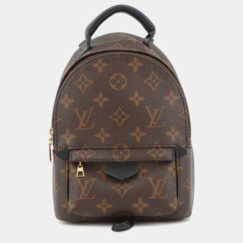 Pre Owned Louis Vuitton Palm Springs Backpack Noir Monogram Size Mini