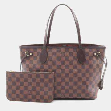 Pre Owned Louis Vuitton Neverfull Pm Tote Bag Coated Canvas And Leather With Damier Finish Brown