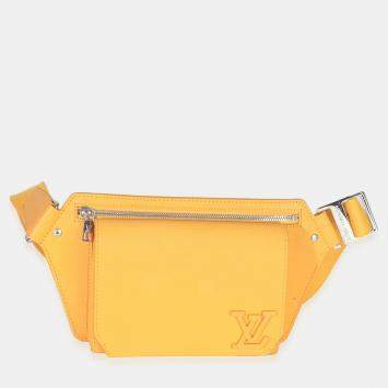 Pre Owned Louis Vuitton Safran Yellow Grained Calfskin Aerogram Takeoff Slingbag