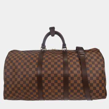 Pre Owned Louis Vuitton Damier Keepall Bandouliere 55 Duffle Bag