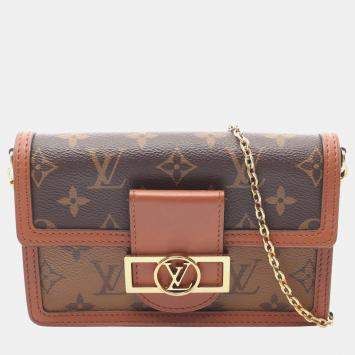 Pre Owned Louis Vuitton Brown Monogram Reverse Dauphine Wallet on Chain