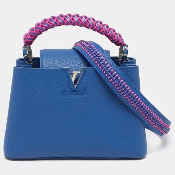 مملوكة مسبقًا حقيبة لويس فيتون كابوسين بيثون جلد أزرق بحري/بيج بي بي