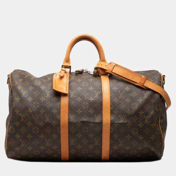 Pre Owned Louis Vuitton Brown Monogram Keepall Bandouliere 50