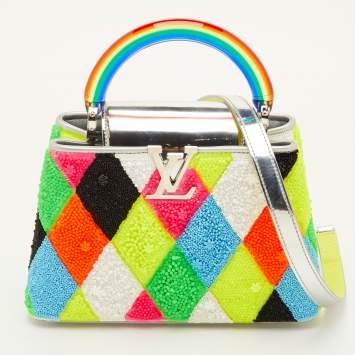 مملوكة مسبقًا Louis Vuitton Ugo Rondinone Multicolor Harlequin Resin Beads Artycapucines BB Bag