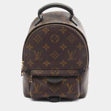 مملوكة مسبقًا حقيبة ظهر لويس فيتون ميني بالم سبرينغز كانفاس مغطى جلد مونوغرام بني أسود