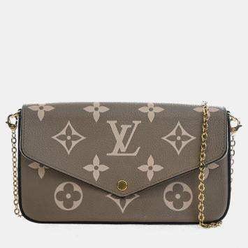 Pre Owned Louis Vuitton Beige/Cream Monogram Empreinte Giant Felicie Pochette