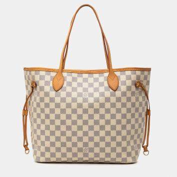 مملوكة مسبقًا Louis Vuitton White Damier Azur Neverfull MM