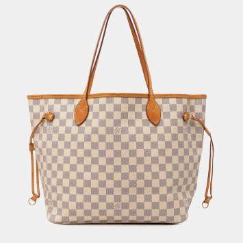 مملوكة مسبقًا Louis Vuitton White Damier Azur Neverfull MM