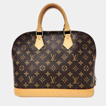 Pre Owned Louis Vuitton Brown Coated Canvas Monogram Alma PM
