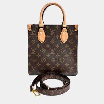 Pre Owned Louis Vuitton Brown Coated Canvas and Snake Monogram Sac Pla BB