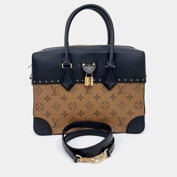 Pre Owned Louis Vuitton City Horse Black/Brown Multicolor Coated Top Handle Bag