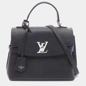 Pre Owned Louis Vuitton Lockme Ever BB Noir Grained Calfskin Leather Top Handle Bag