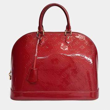 Pre Owned Louis Vuitton Red Leather Vernis Alma GM