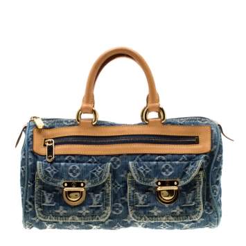 Pre Owned Louis Vuitton Blue Monogram Denim Neo Speedy Bag
