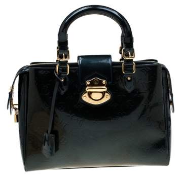 Pre Owned Louis Vuitton Blue Nuit Monogram Vernis Melrose Avenue Bag